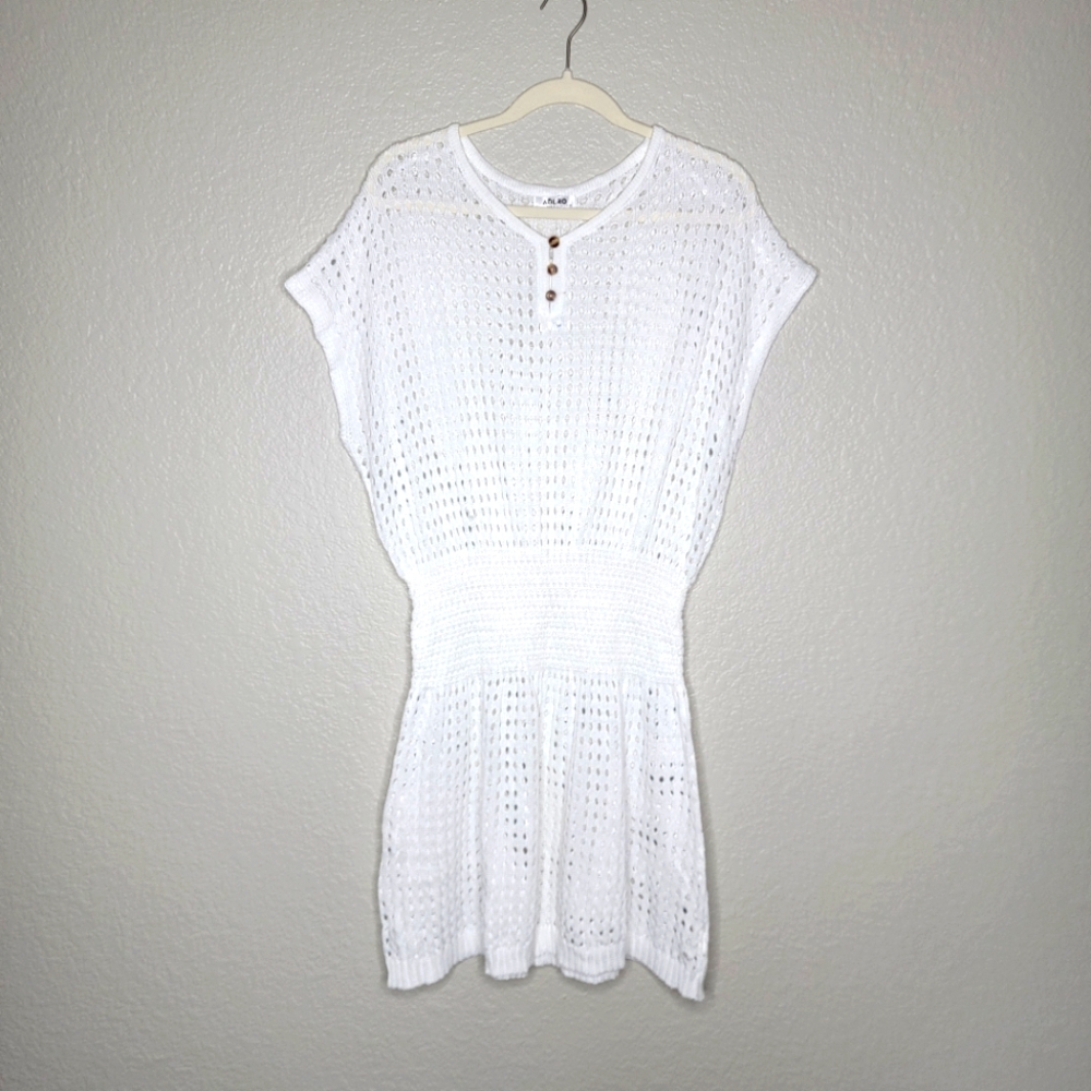 Aolro Womens White Crochet Swimsuit Cover Up Size XXL